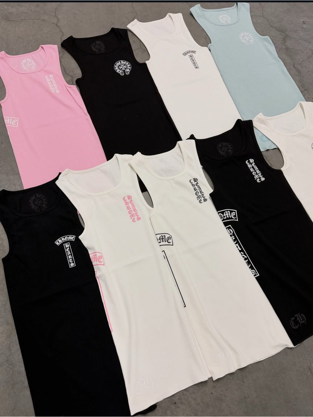 Chrome Heart Tank - Black, White, Pink, Light Blue